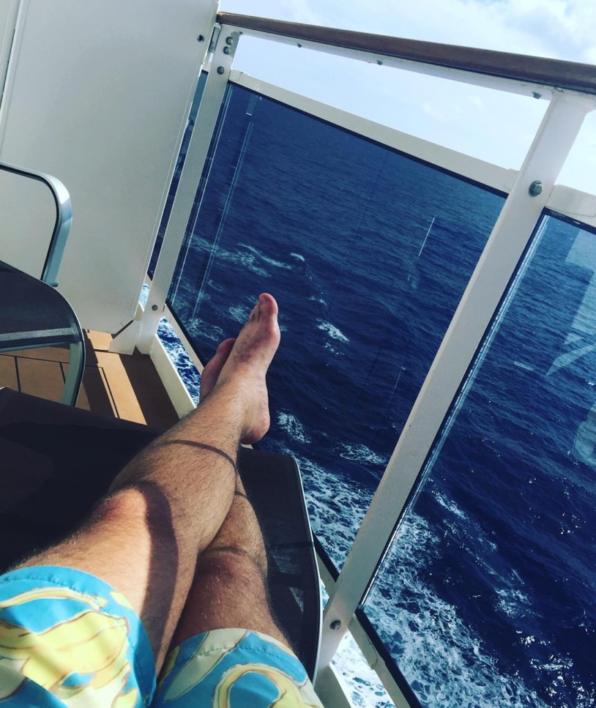 Relaxing on my stateroom's balcony during a sea day on the MSC Divina