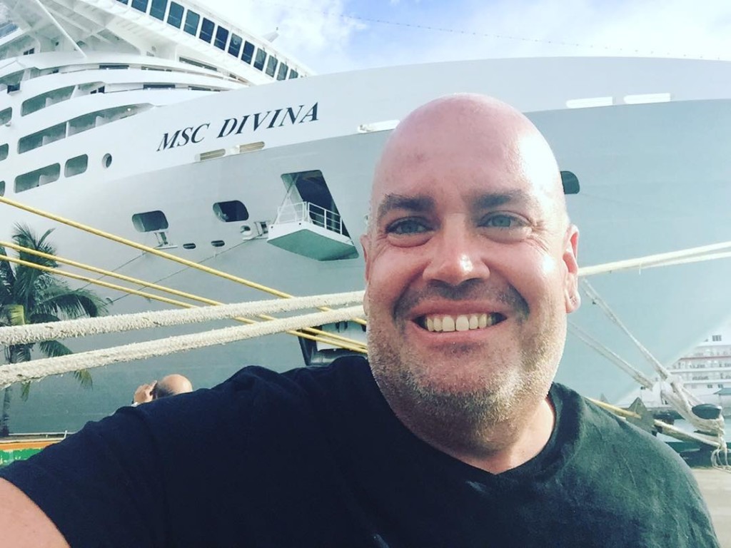 Time for a selfie in front of the MSC Divina while docked in Nassau, Bahamas