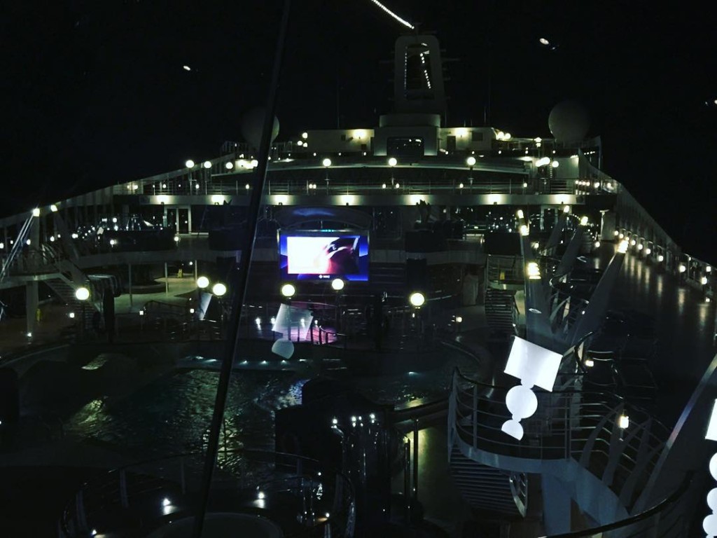 Great view of the Aqua Park from my ringside table at the Galaxy Restaurant on MSC Divina