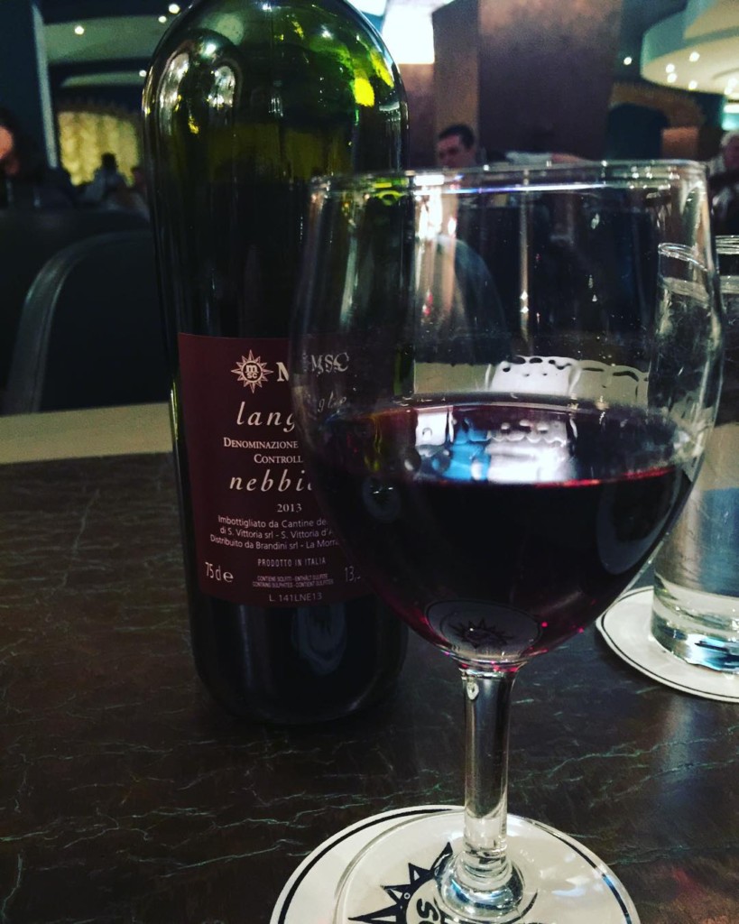 The third of three wines that are part of the wine tasting at Eataly pizza on MSC Divina