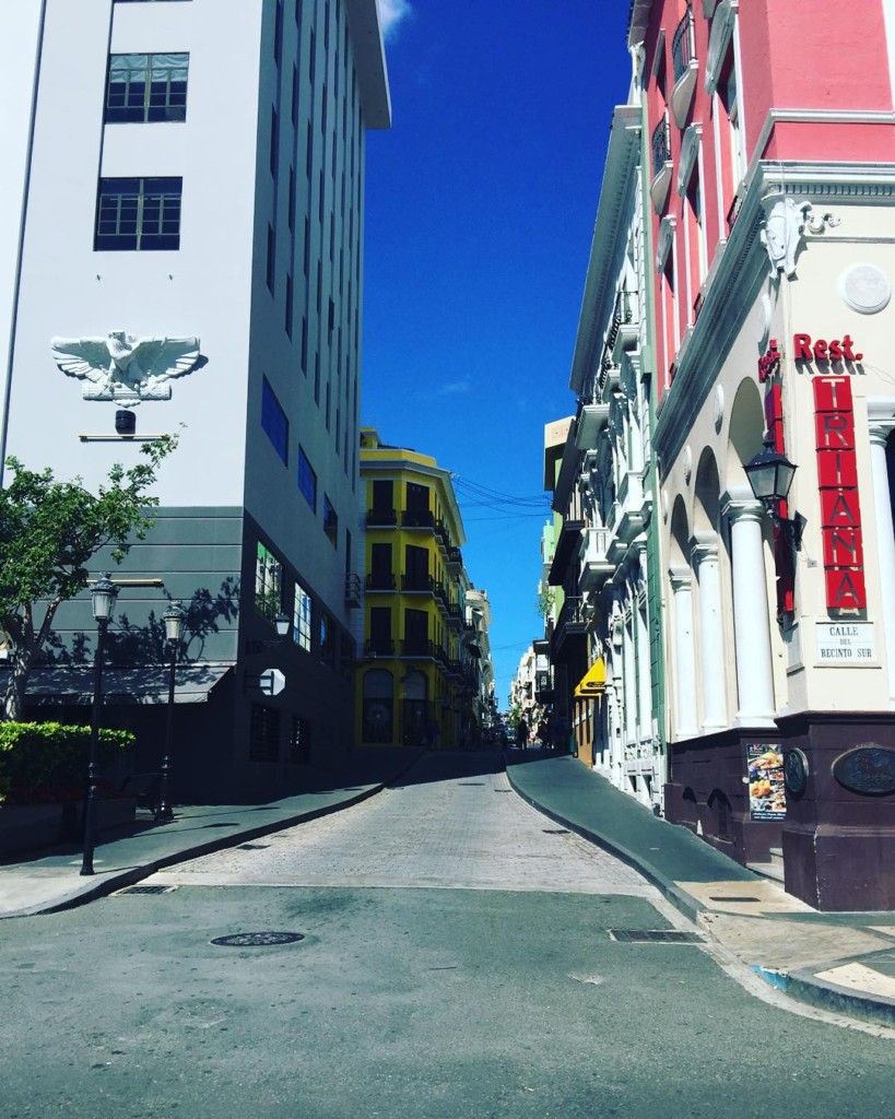 A typical narrow street in San Juan, PR