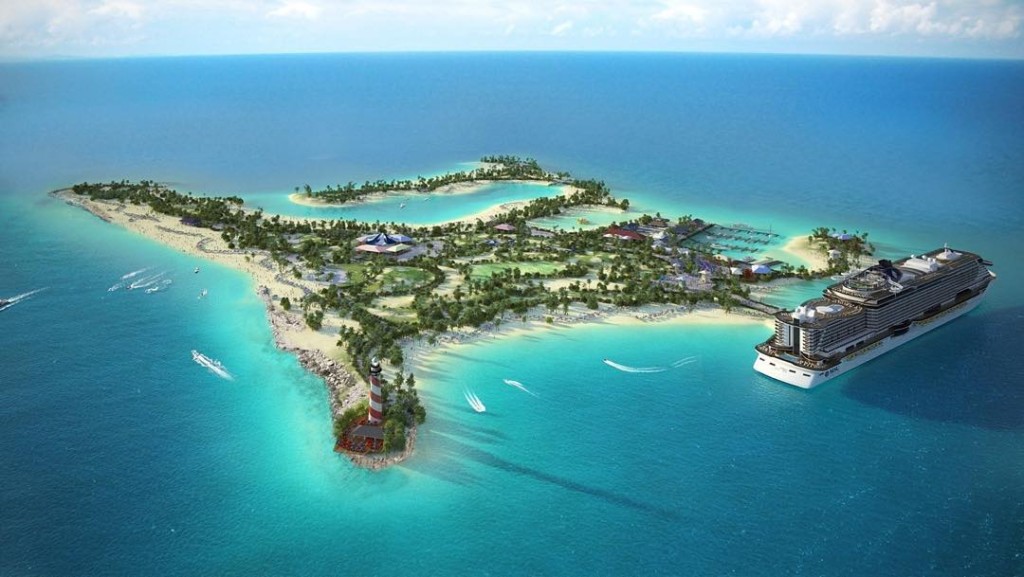 Very exciting! MSC Cruises announced plans today to spend $200 million to develop their own private island in the Bahamas called Ocean Cay. The first call will be by the new MSC Seaside on her maiden voyage in December 2017