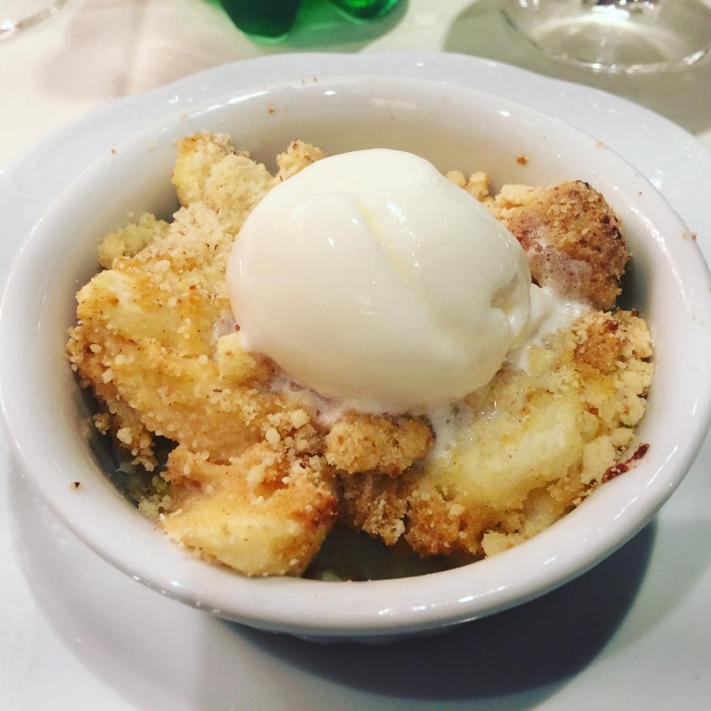 No sugar added Apple Crump with ice cream from main dining room on MSC Divina