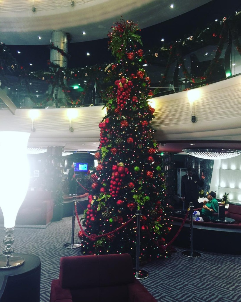 The Christmas tree in the Atrium of the MSC Divina