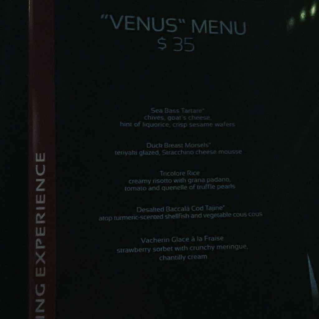 One of the fixed-price menus from the Galaxy Restaurant on MSC Divina