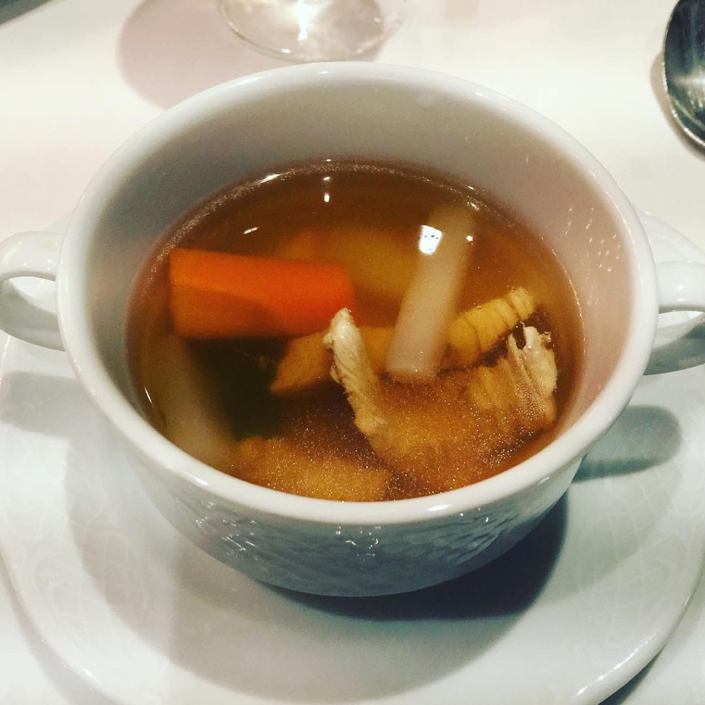 Marmite Henry IV - double beef #broth with chicken julienne and root vegetables. From the Gala Dinner on MSC Divina