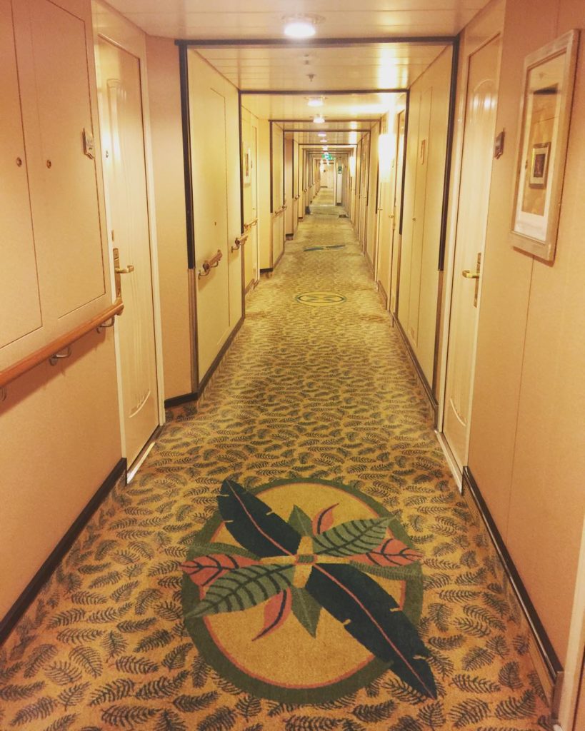 Typical stateroom corridor on Independence of the Seas