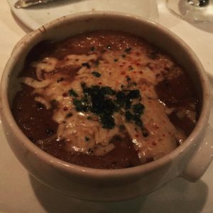 French onion soup from Chips Grill on Independence of the Seas