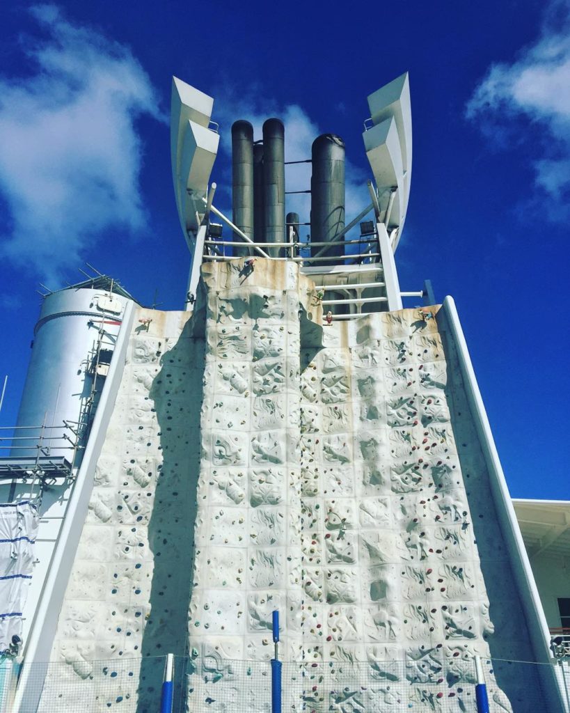 Rock climbing wall on Independence of the Seas