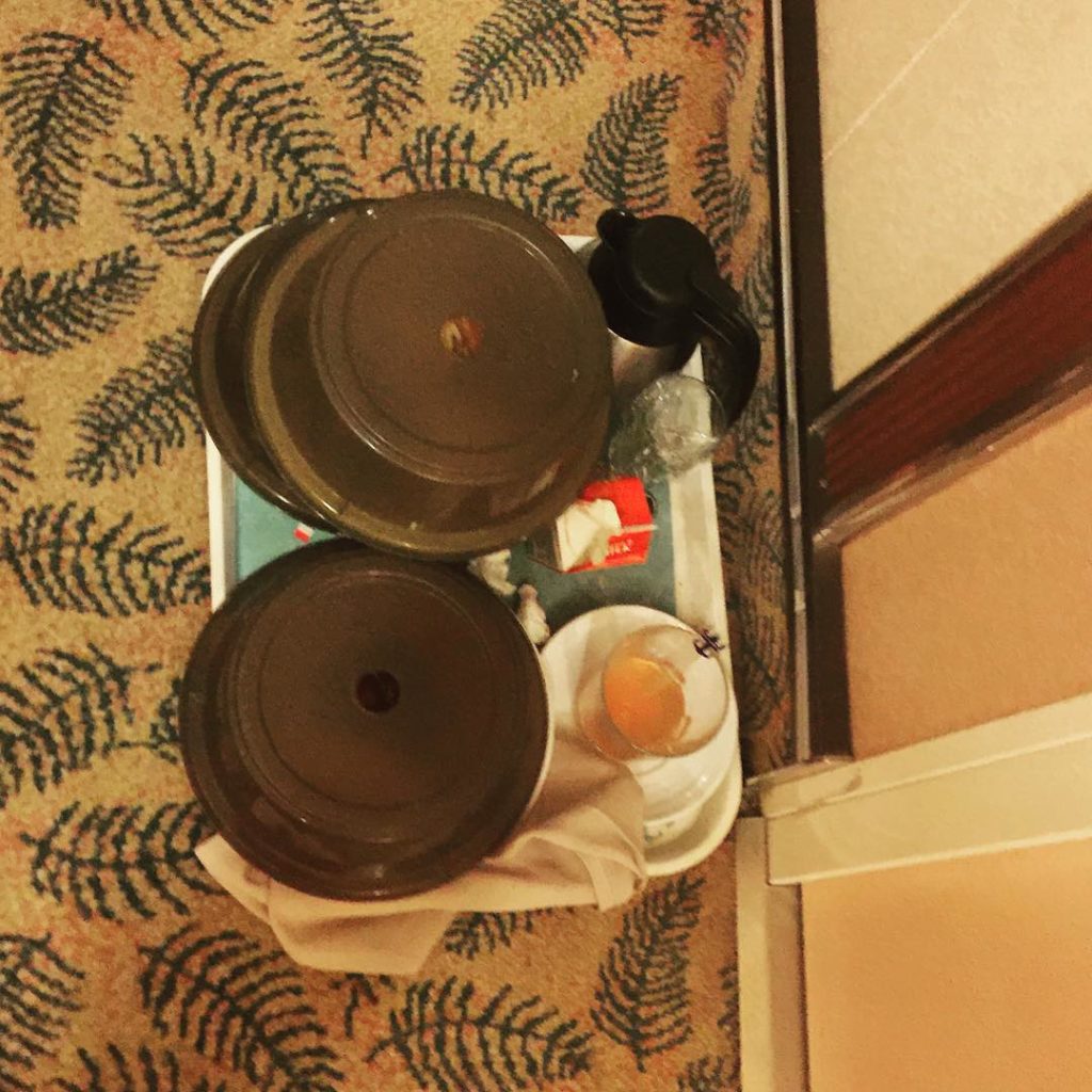 A pet peeve of mine - room service trays left out in the hallway.