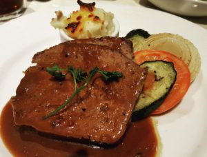 Meatloaf from the Black Pearl dining room on the Carnival Splendor