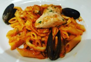 Penne Mariscos from the Black Pearl dining room on the Carnival Splendor