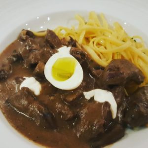 Beef Stroganoff from the Black Pearl dining room on the Carnival Splendor