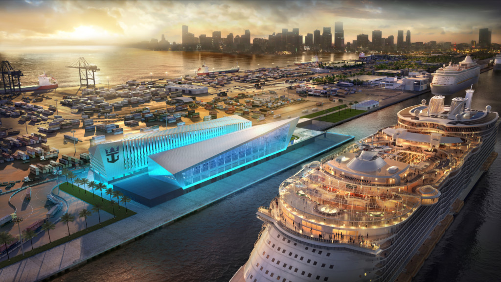 New, iconic cruise terminal - Royal Caribbean Cruises Ltd.’s (RCL) new, iconic terminal at PortMiami will be home to an Oasis class ship. The iconic building is slated for late 2018.  Photo courtesy: Royal Caribbean