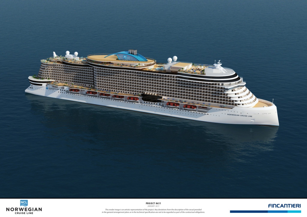 Project Leonardo, a new class of cruise ship being built for Norwegian Cruise Line.  Photo credit: NCL.