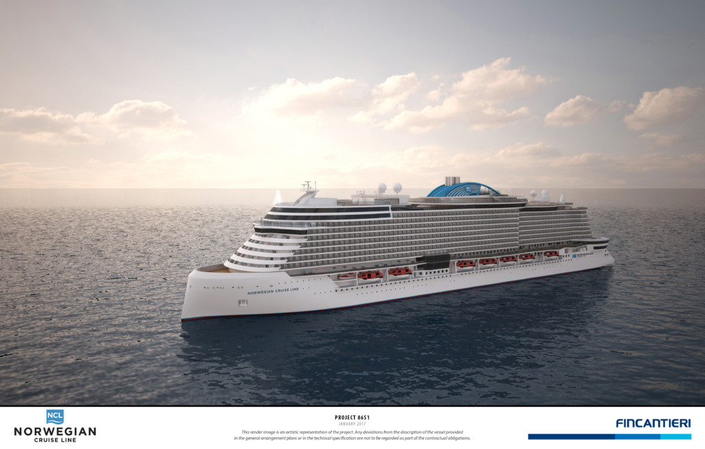 Project Leonardo, a new class of cruise ship being built for Norwegian Cruise Line.  Photo credit: NCL.