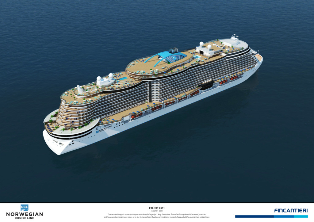 Project Leonardo, a new class of cruise ship being built for Norwegian Cruise Line.  Photo credit: NCL.