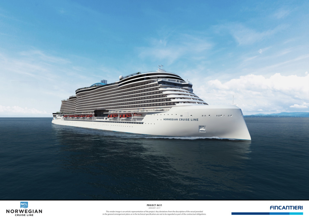 Project Leonardo, a new class of cruise ship being built for Norwegian Cruise Line.  Photo credit: NCL.