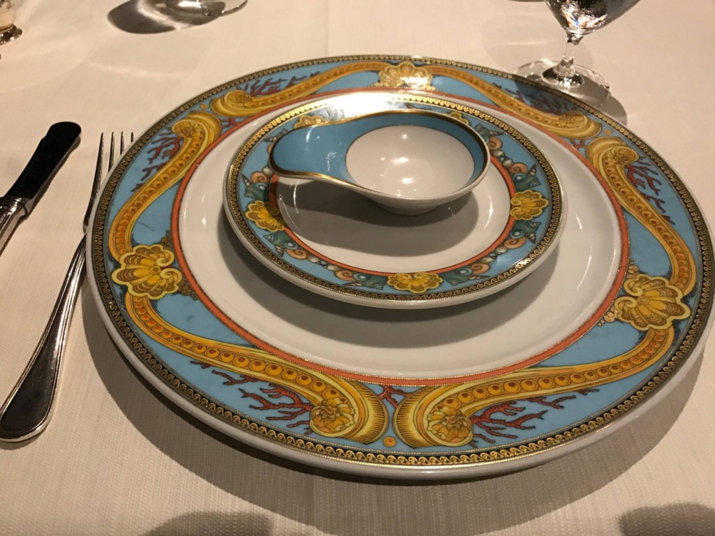 Versace china place setting from Toscana on Oceania Marina