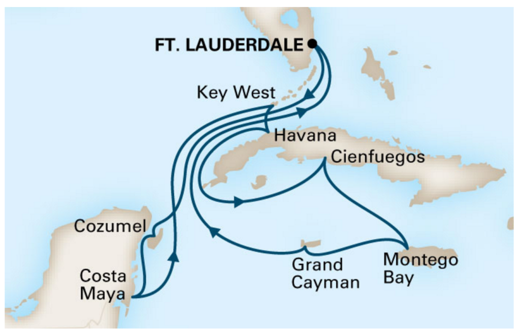 12-day Holland America Line Cuba cruise itinerary.