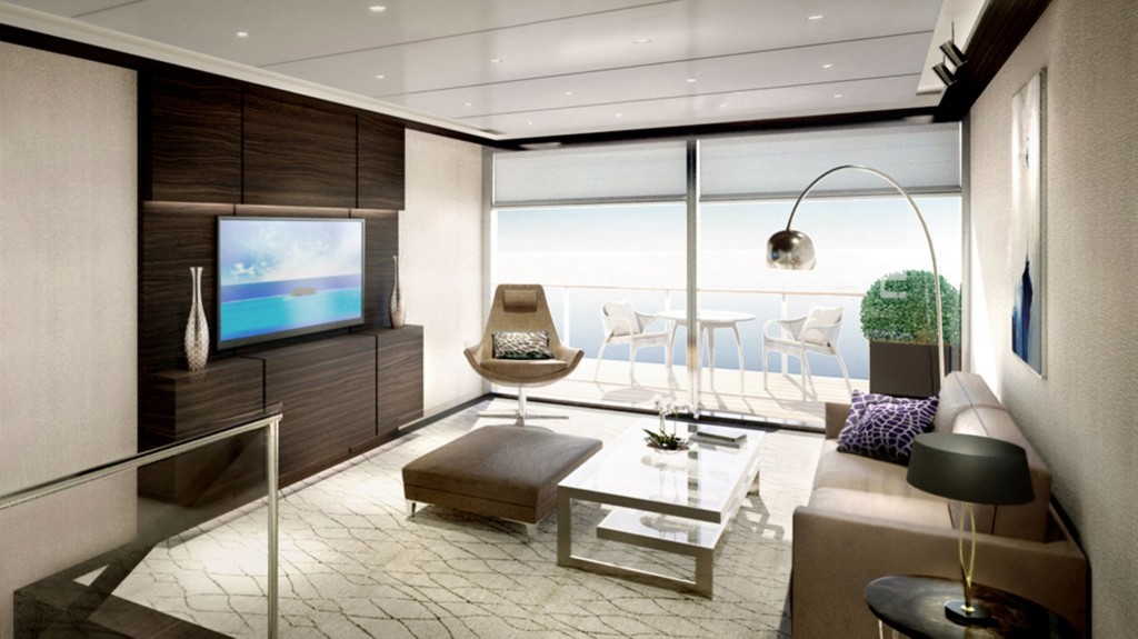 Rendering of a Duplex Suite on a Ritz-Carlton Yacht