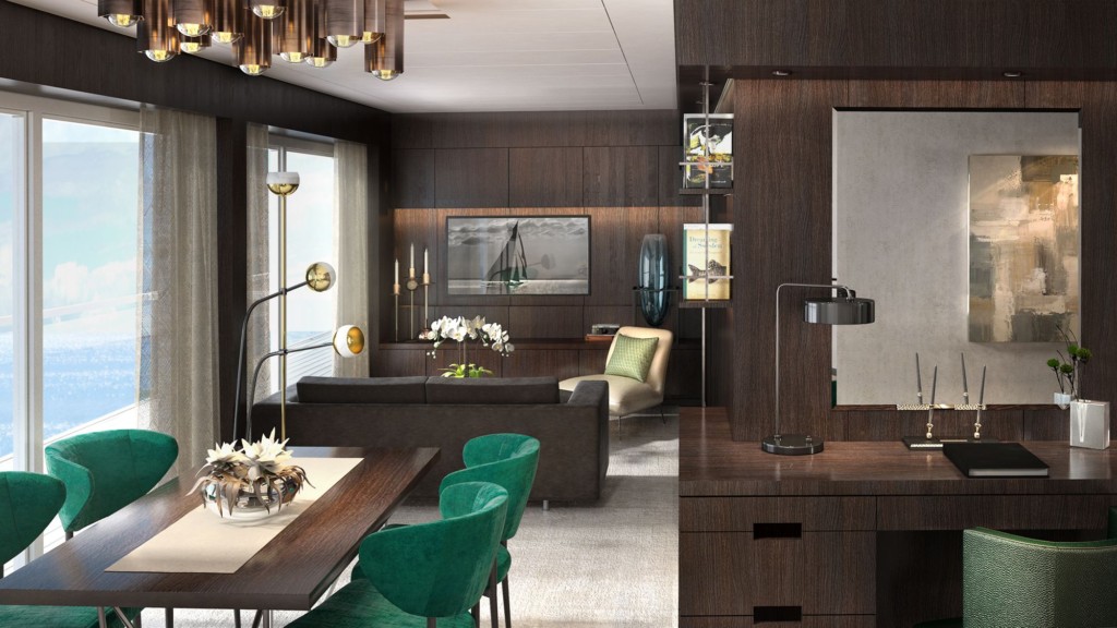 Rendering of a Grand Suite on a Ritz-Carlton Yacht