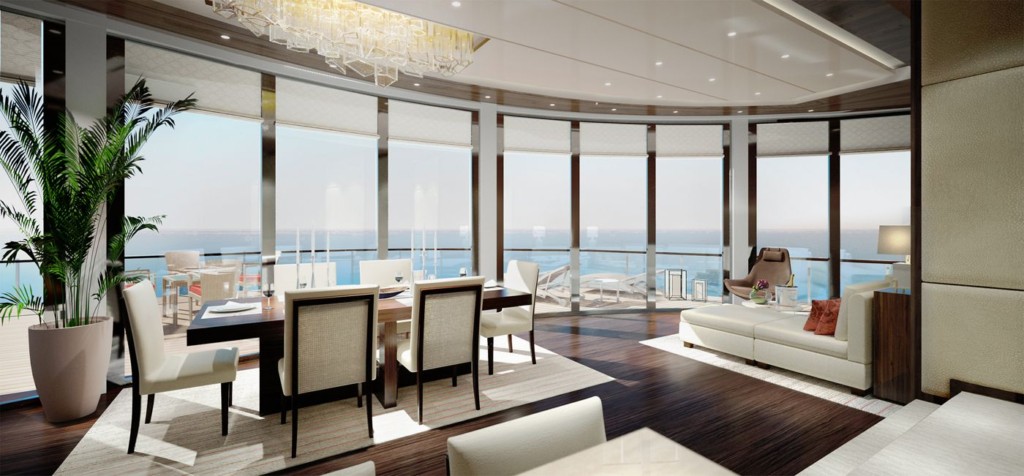 Rendering of the Owner's Suite on a Ritz-Carlton Yacht