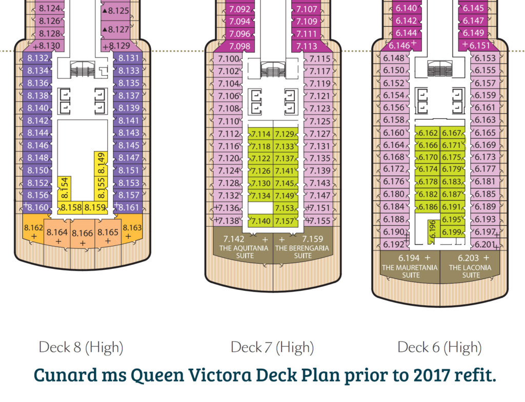 Cunard Line's Queen Victoria Deck Plan Prior to 2017 Refit