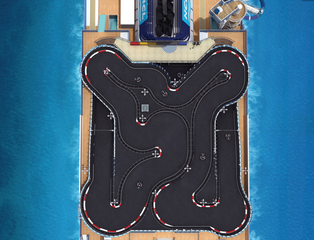 The go-kart track on Norwegian Cruise Line's newest ship, Norwegian Bliss