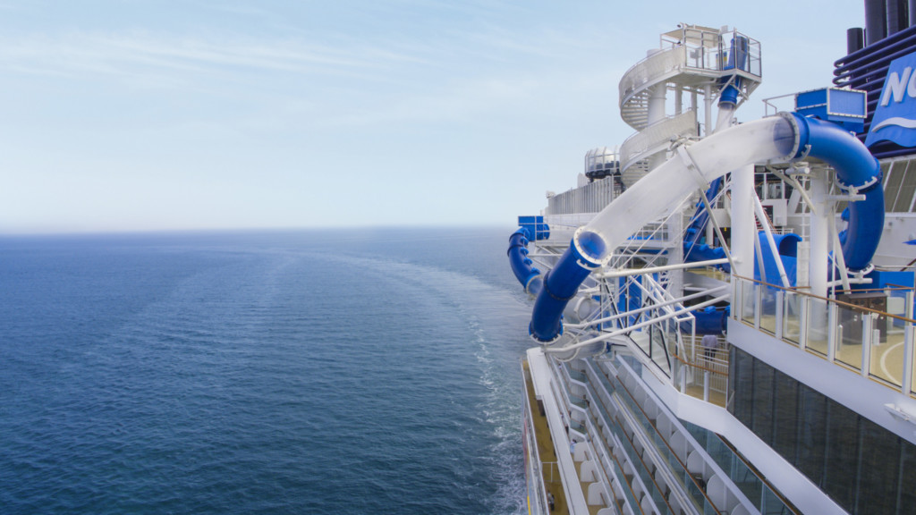 The Ocean Loops slide on Norwegian Cruise Line's newest cruise ship, Norwegian Bliss arriving June 2018