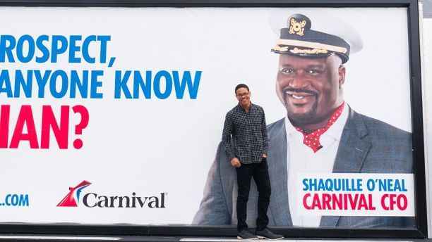 One of the signs Carnival Cruise Line put up in Prospect, VA in a PR stunt to grad the Snapchat handle "CarnivalCruise"