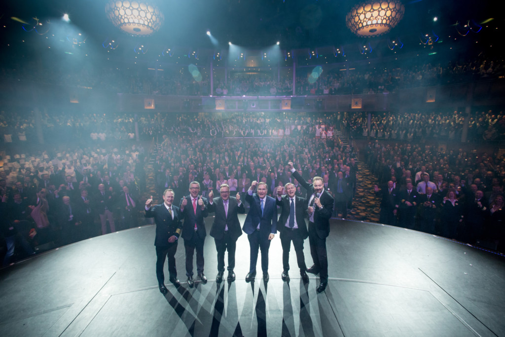 Launch of Symphony of the Seas, Royal Caribbean International's newest and largest ship. Delivery Ceremony In the Royal Theater.  Photo credit: Royal Caribbean