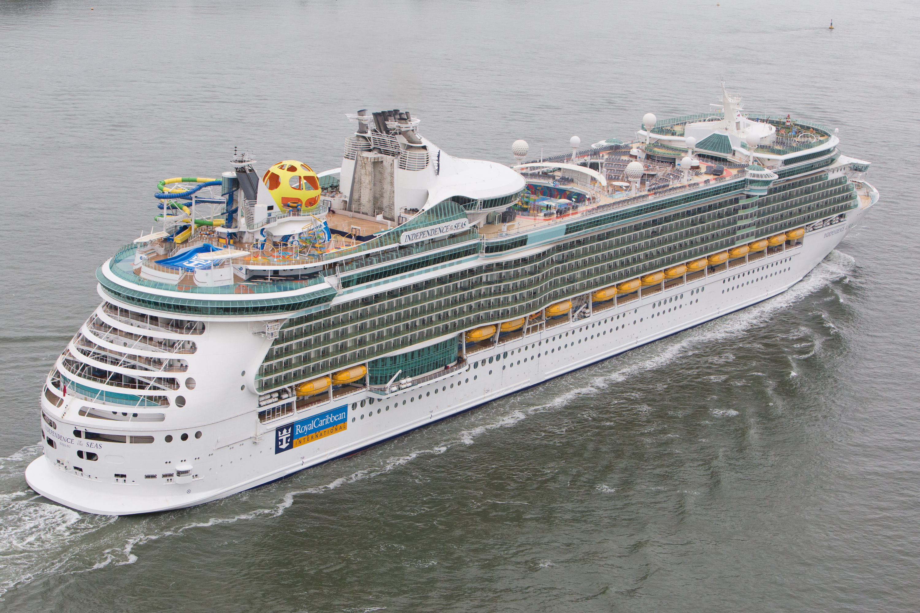 Royal Caribbean International's Independence of the Seas sails into Southampton, UK, after her revitalisation. She will homeport in Southampton for the summer season. Photo credit: RCCL