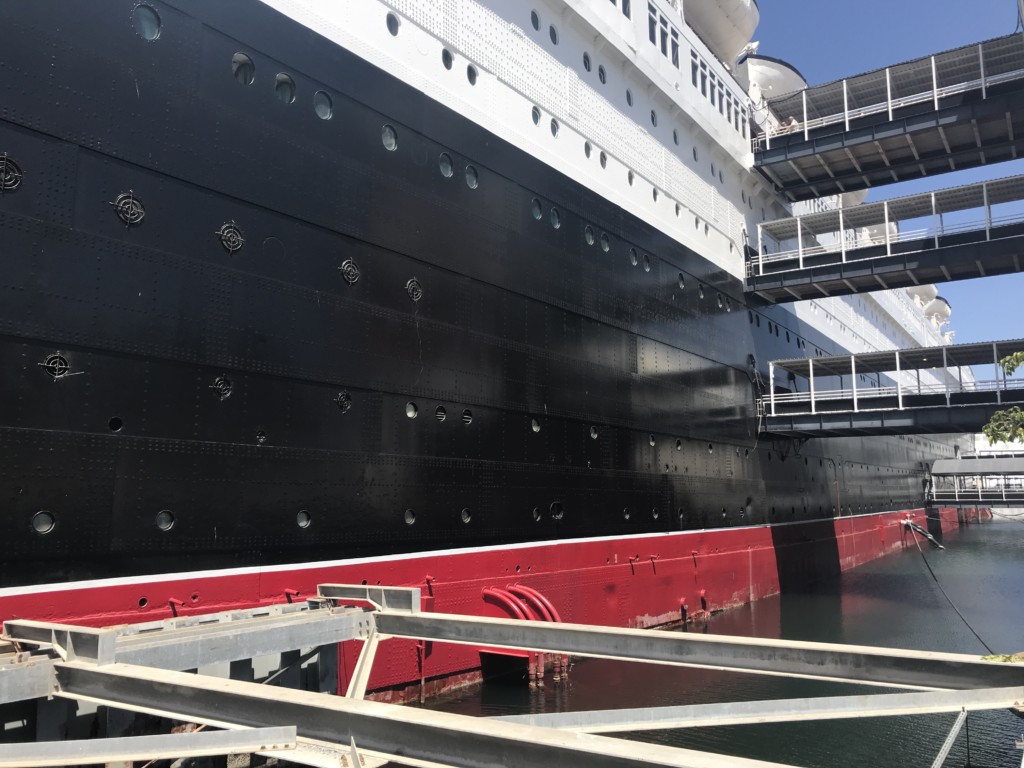 Exterior of the Queen Mary in Long Beach, CA