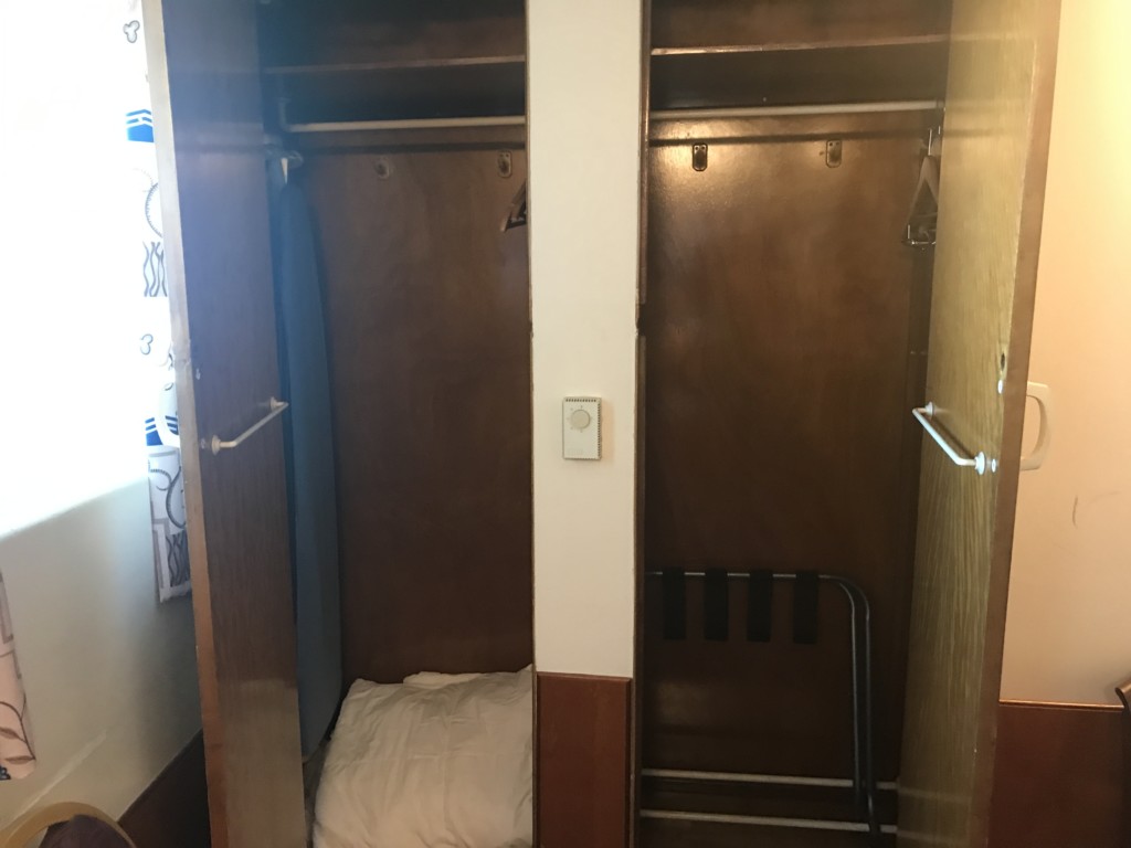 Closets in stateroom M-033 on Queen Mary