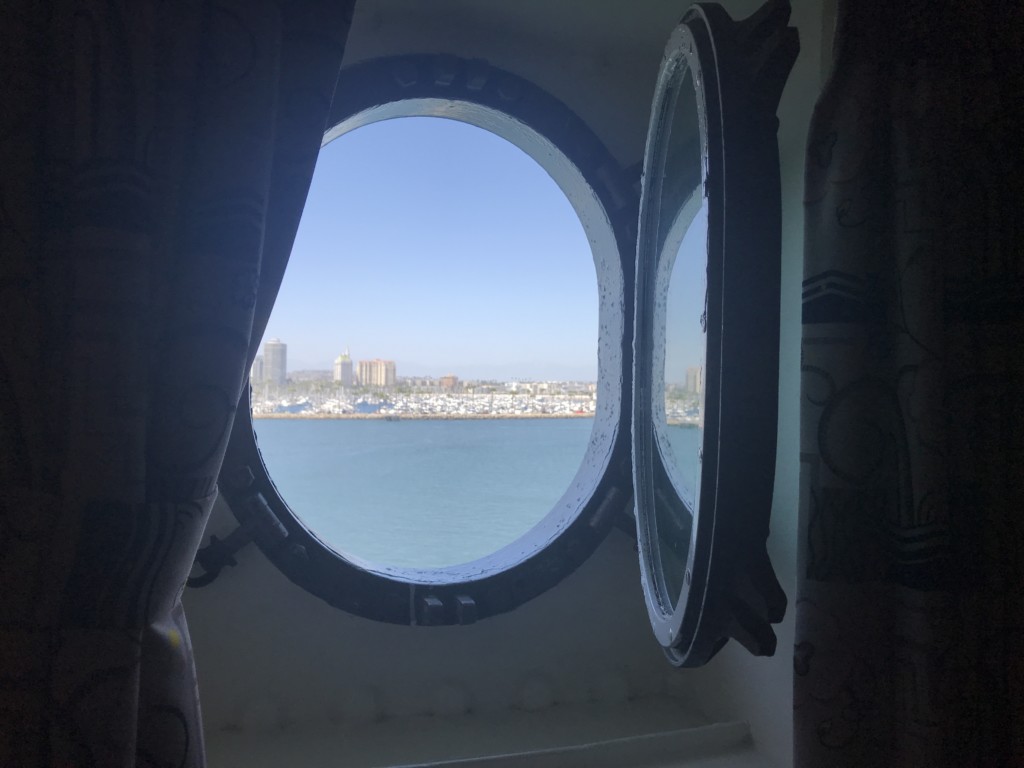 Portholes overlooking the city of Long Beach 