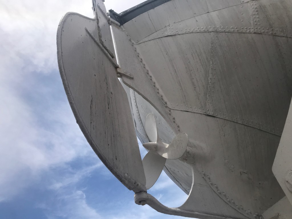 Rudder of one of the lifeboats on the Queen Mary