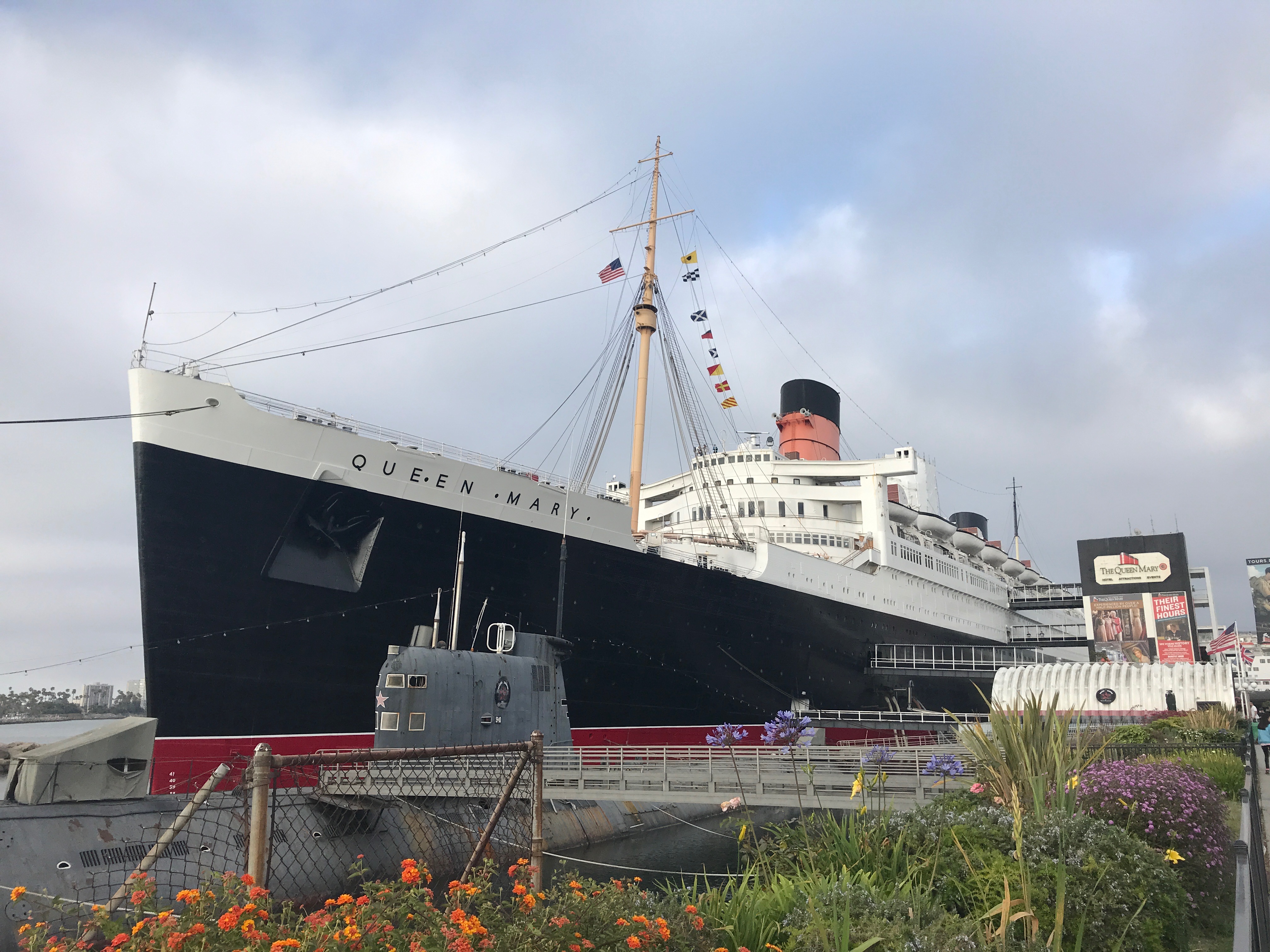 The Queen Mary docked in Long Beach, CA