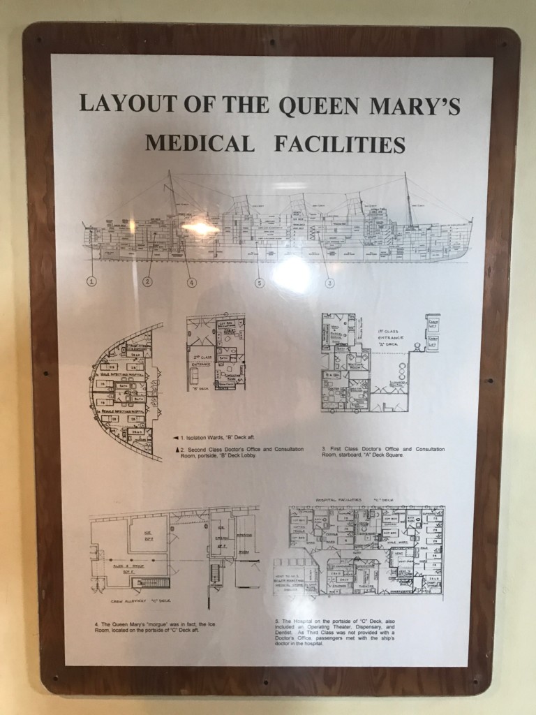 Layout of the Queen Mary's medical facilities including the isolation ward