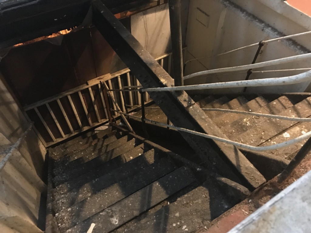 A creepy old staircase near the isolation ward on the Queen Mary