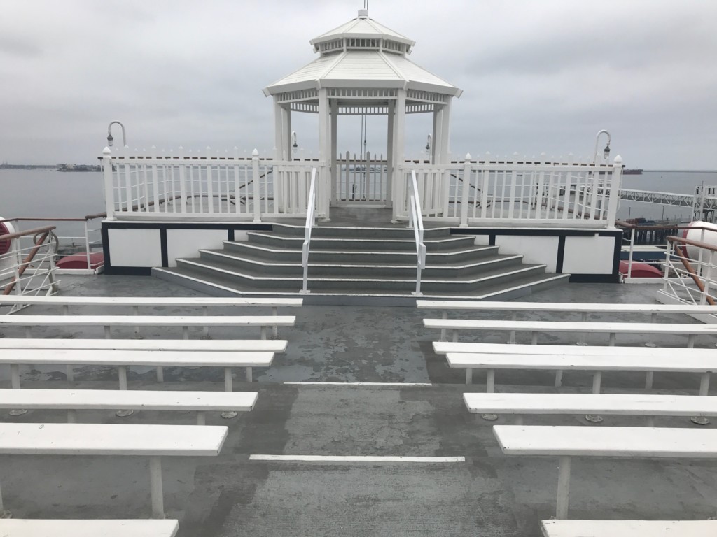 A gazebo on the stern of the Queen Mary