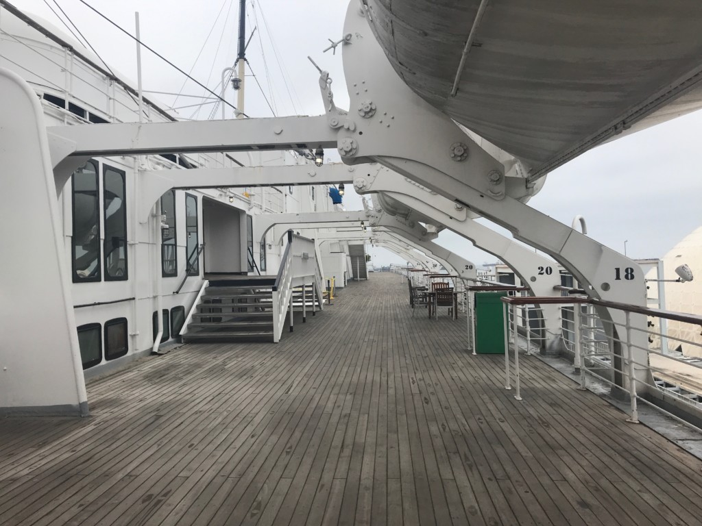 The port side Sun Deck of the Queen Mary