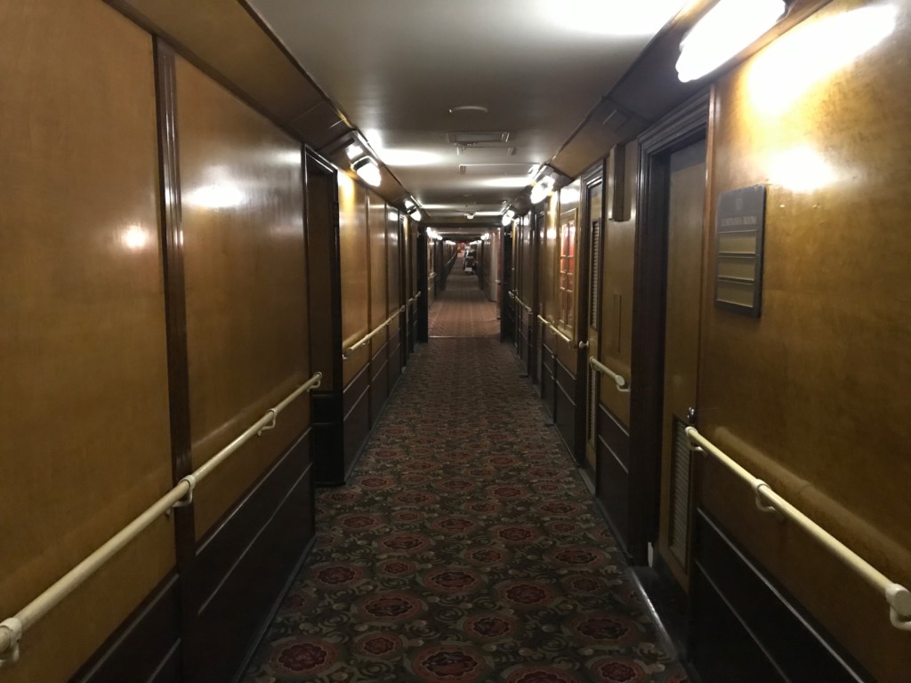 Stateroom corridor on the Queen Mary