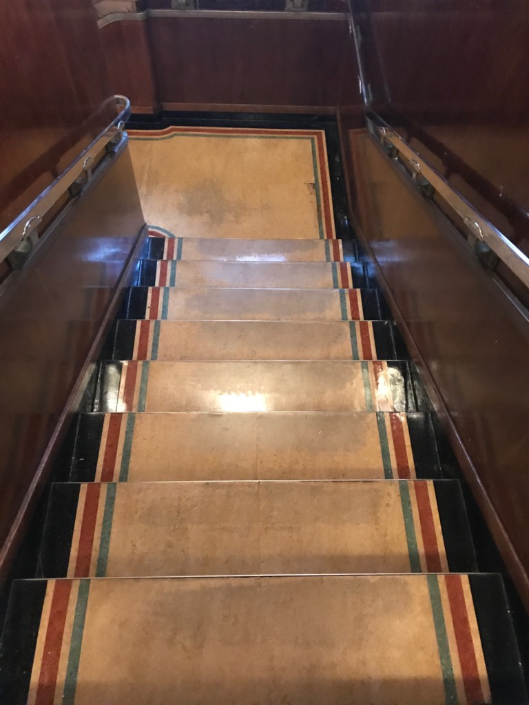 Some very worn and not so well maintained stairs on the Queen Mary