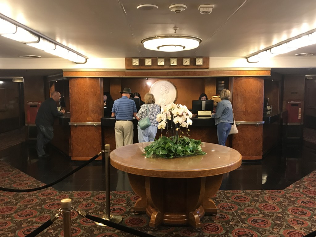 The check in desk at the Queen Mary