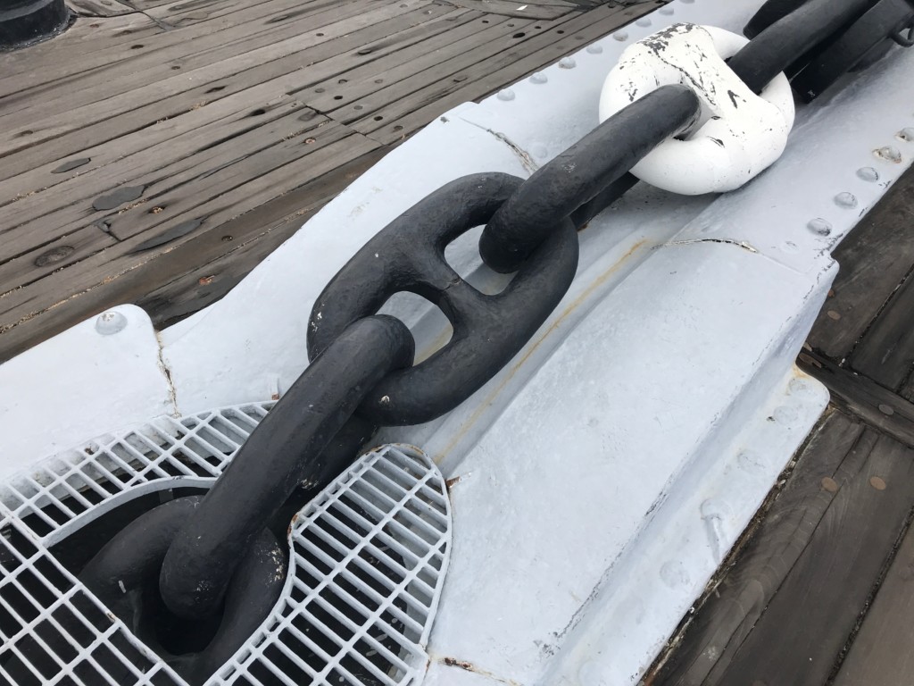 Anchor chain on the Bow of the Queen Mary