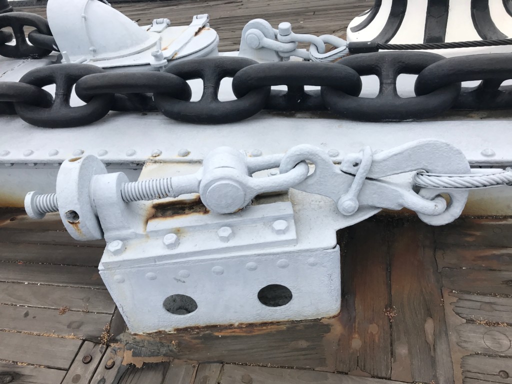 Anchor chain on the Bow of the Queen Mary