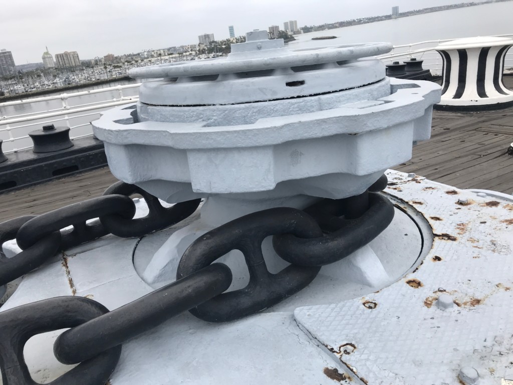 Anchor chain on the Bow of the Queen Mary