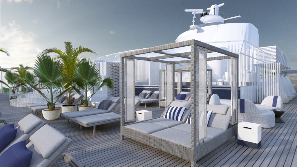 With Celebrity Edge, the brand introduced an exclusive new sanctuary for all Suite Class guests called The Retreat. And now with THE CELEBRITY REVOLUTION, Celebrity Cruises is bringing its most luxurious experiences fleet-wide. Every ship will offer The Retreat Sundeck, strikingly designed by Kelly Hoppen, MBE. In imagining The Retreat Sundeck, she has created a chic, open-air hideaway with the feel of a high-end resort, where guests can unwind on plush loungers, sip tantalizing cocktails, and savor refreshing treats. Photo credit: Celebrity Cruises