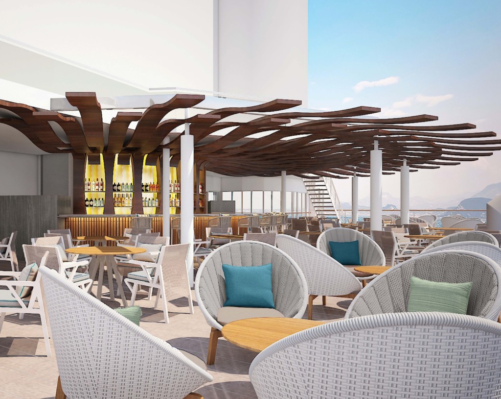 THE CELEBRITY REVOLUTION will bring elevated bars and lounges to the fleet, including the newly reimagined Sunset Bar. Photo credit: Celebrity Cruises